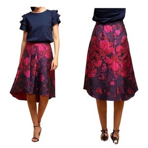 Eva Franco for Anthropologie Purple & Fuchsia Jacquard Asymmetrical Skirt Size 2